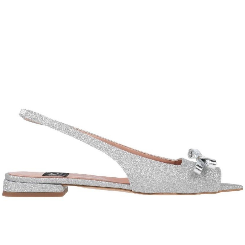 🇮🇹ISLO ISABELLA LORUSSO open toe flat slingback silver metallic sandals in 38 - Picture 6 of 15